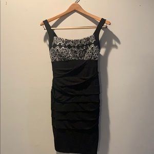 Valerie Bertinelli Black & Silver Ruched Dress